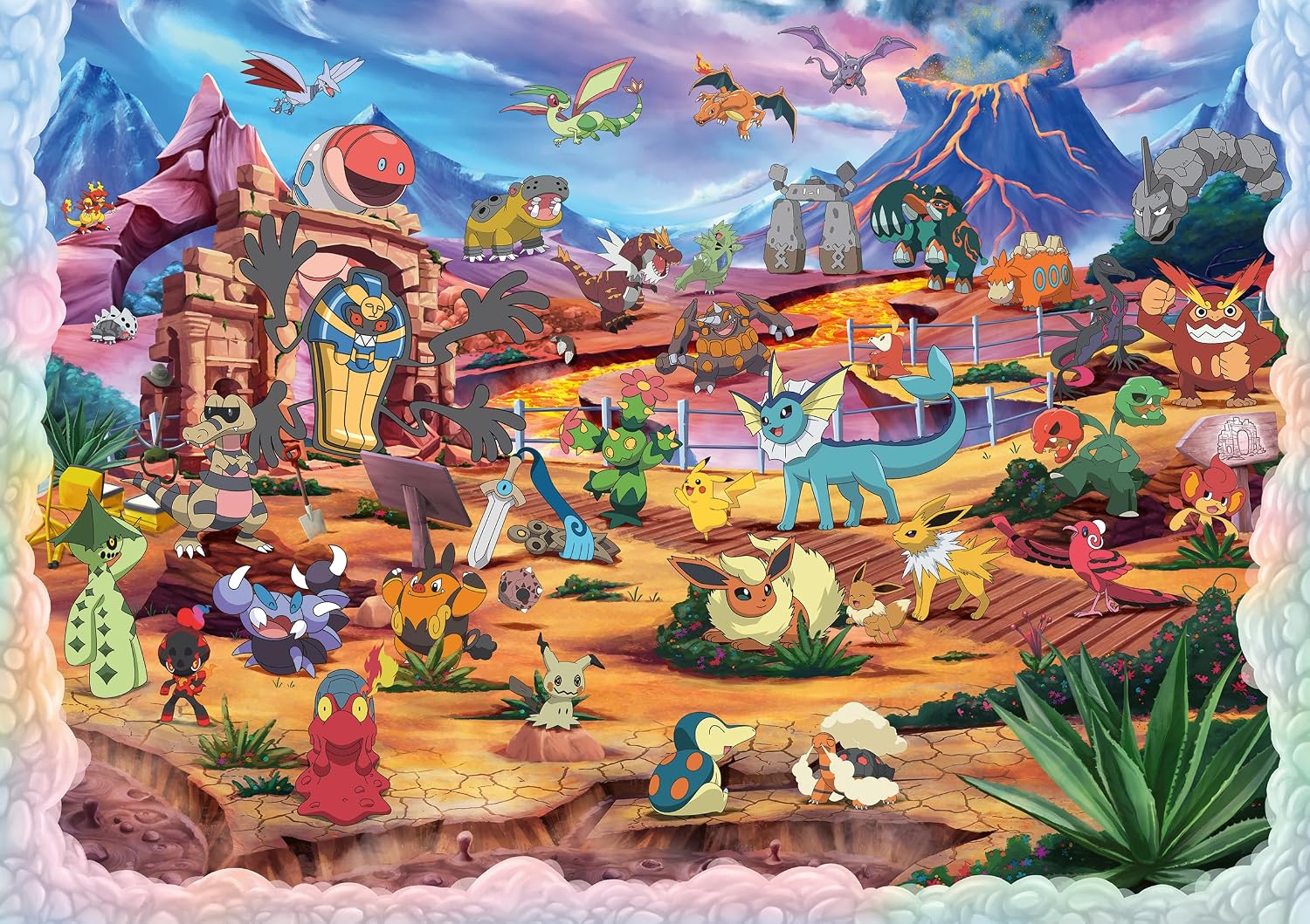 Pokémon Celebration Journey 40320 Piece Puzzle (PREORDER) - Colorful Pokémon-themed 40320-piece puzzle featuring various Pokémon characters in a vibrant landscape with mountains,.