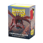 Dragon Shield Dual Sleeves 100ct Box - Matte Crimson & Silver (PREORDER) - Box of 100 matte card sleeves with crimson and silver colors, featuring a red dragon illustration on packaging.