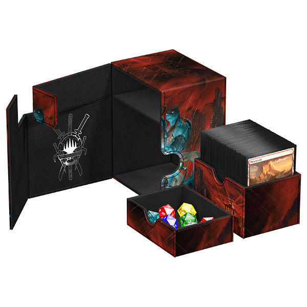 Ultimate Guard Flip'n'Tray 133+ Deck Case: Teenage Mutant Ninja Turtles - Last Ronin - Black and dark red card deck case with Teenage Mutant Ninja Turtles Last Ronin artwork, featuring multiple compartments.