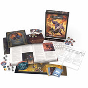 Cosmere RPG: Mistborn Starter Set (PREORDER) - Cosmere RPG Mistborn Starter Set with illustrated game box, rulebook, character sheets, cards, tokens, and colorful map.