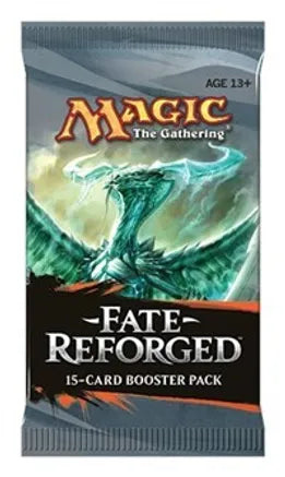 Magic: The Gathering - Fate Reforged Booster Pack - The Gathering Fate Reforged booster pack with a green dragon illustration on a gray and black foil wrapper.