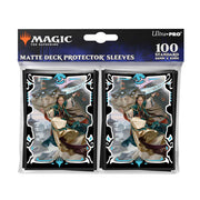 Deck Protectors - Tarkir Dragonstorm - Kotis, Sibsig Champion (100ct) - Matte black card sleeves with fantasy artwork of female warrior in a flowing cloak holding a staff, 100 standard size deck.