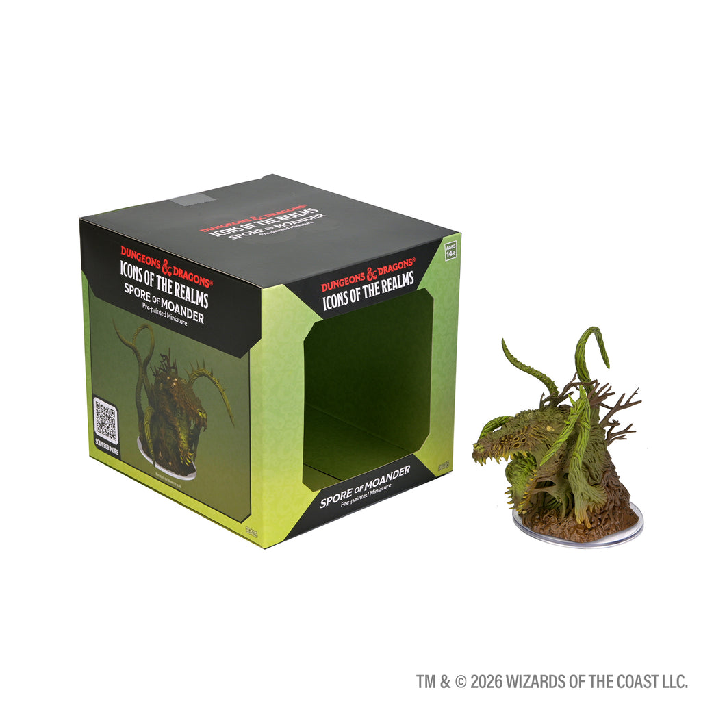 D&D: Icons of the Realms: Spore of Moander Boxed Miniature - Boxed D&D Spore of Moander miniature with green and black fantasy-themed packaging and window display.