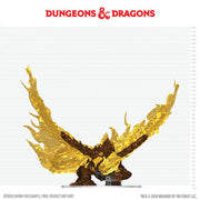 D&D Icons of the Realms: Hollow Dragon (PREORDER) - Golden translucent resin miniature of a dragon with wide-spread flaming wings on a dark base.