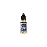 Vallejo True Metallic Metal Light: Arcane Gold (18ml) - Small plastic bottle of Vallejo True Metallic Metal Light Arcane Gold paint with black twist cap and blue label.