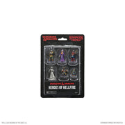 Stranger Things: Heroes of Hellfire Minis - Set of six painted Stranger Things miniatures with detailed characters in various colorful costumes, packaged in black.