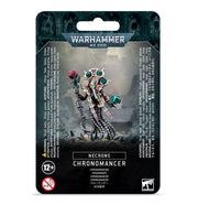Warhammer 40,000 - Necrons - Chronomancer - Warhammer 40,000 Necrons Chronomancer miniature kit packaging with sci-fi robotic figure artwork and dark futuristic.