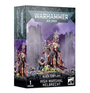 Warhammer 40,000 - Black Templars - High Marshall Helbrecht - Warhammer 40,000 Black Templars High Marshal Helbrecht miniature with ornate armor, skulls, and a large sword on a detailed.