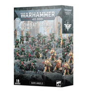 Warhammer 40,000 - Dark Angels - Combat Patrol - Boxed Warhammer 40,000 Dark Angels Combat Patrol set featuring 19 green and gold armored miniature figurines arranged on a.