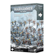 Warhammer 40,000 - Space Wolves - Combat Patrol - Warhammer 40,000 Space Wolves Combat Patrol box featuring blue-grey armored miniature warriors with yellow accents and.