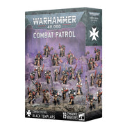 Warhammer 40,000 - Black Templars - Combat Patrol - Warhammer 40,000 Black Templars Combat Patrol box showing 19 painted miniature Space Marines in black and white armor with.