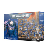 Warhammer 40,000 - Space Marines - Crux Terminatus - Warhammer 40,000 Space Marines Crux Terminatus box featuring 21 blue-armored miniature soldiers and accessories.