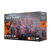 Warhamer 40,000 - Kill Team - Nemesis Claw - Warhammer 40,000 Kill Team Nemesis Claw box featuring ten black and orange Night Lords Chaos Space Marines miniatures with.