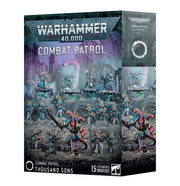 Warhammer 40,000 - Thousand Sons - Combat Patrol - Warhammer 40,000 Combat Patrol box featuring painted Thousand Sons miniatures in blue and gold armor with mystical purple.