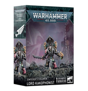 Warhammer 40,000 - Emperor's Children - Lord Kakophonist - Warhammer 40,000 Lord Kakophonist miniature box featuring a dark armored figure with a horned helmet and spiked pauldrons.