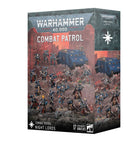 Warhammer 40,000 - Night Lords - Combat Patrol (PREORDER) - Warhammer 40,000 Night Lords Combat Patrol box featuring dark blue armored miniatures and vehicles on a fiery red.