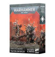 Warhammer 40,000 - Chaos Space Marines - Traitor Enforcer - Warhammer 40,000 Traitor Enforcer Chaos Space Marines box featuring dark armored miniatures with spiked helmets and heavy.
