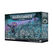 Warhammer 40,000 - Thousand Sons - Sekhmet Coven Battleforce - Box set of Warhammer 40,000 Thousand Sons Sekhmet Coven miniatures with blue and gold-armored warriors and purple magical.