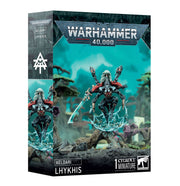 Warhammer 40,000 - Aeldari - Lhykhis - Warhammer 40,000 Aeldari Lhykhis Citadel miniature box featuring a blue and silver armored figure with energy effects and a.