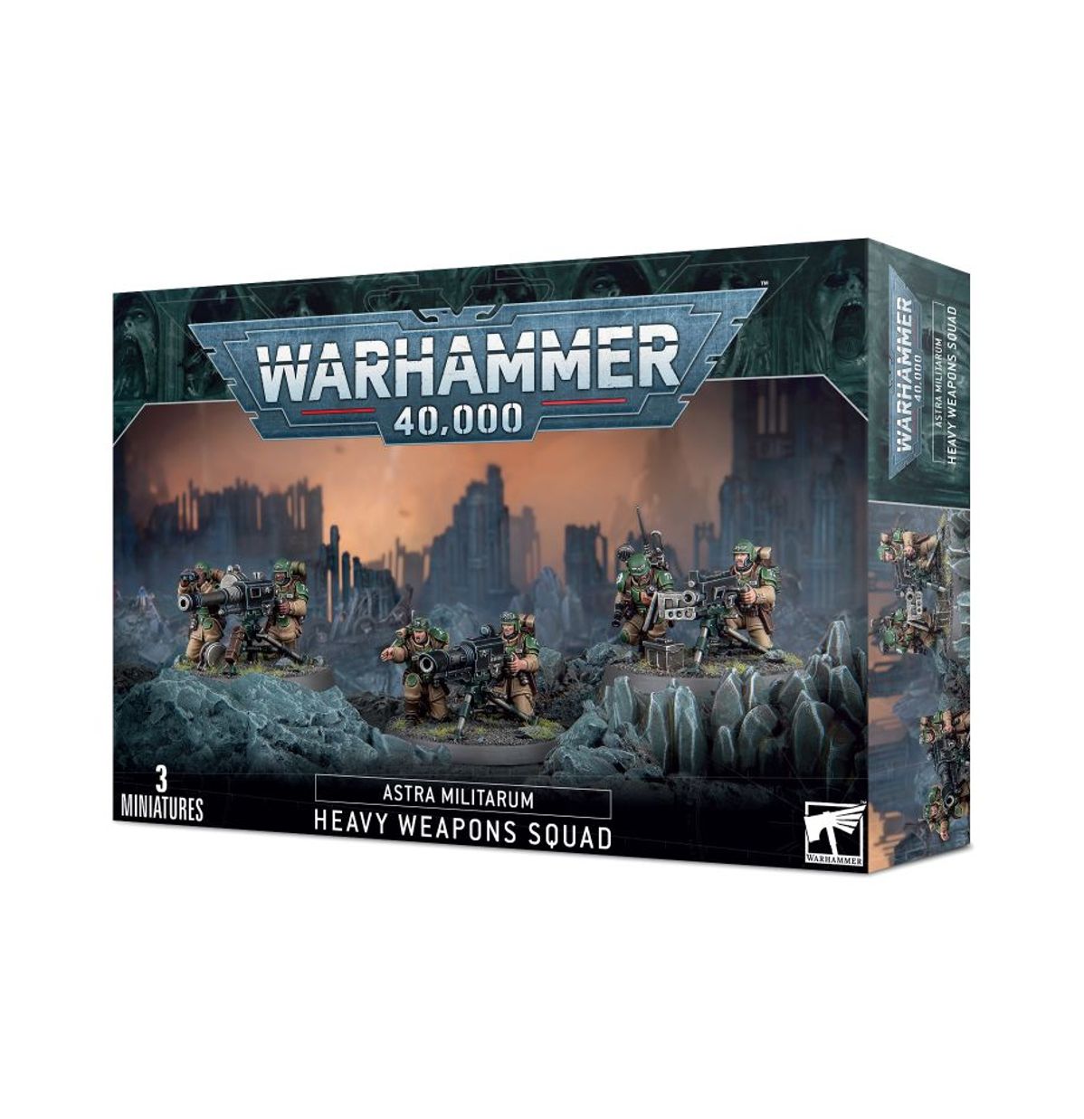 Warhammer 40,000 - Astra Militarum - Kreig Heavy Weapons Squad - Warhammer 40,000 Astra Militarum Kreig Heavy Weapons Squad box with detailed miniature soldiers in dark green and brown.