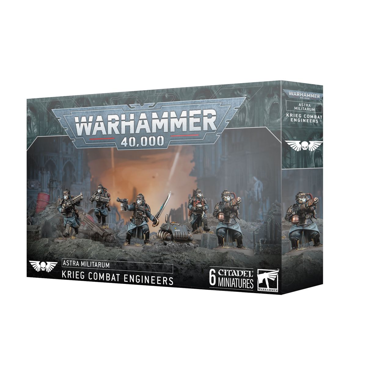 Warhammer 40,000 - Astra Militarum - Kreig Combat Engineers - Warhammer 40,000 Astra Militarum Kreig Combat Engineers box featuring six detailed combat miniatures in military gear with.