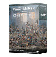 Warhammer 40,000 - Astra Militarum - Death Korps of Krieg Combat Patrol - Warhammer 40,000 Astra Militarum Death Korps of Krieg Combat Patrol box featuring detailed miniatures of soldiers in dark.