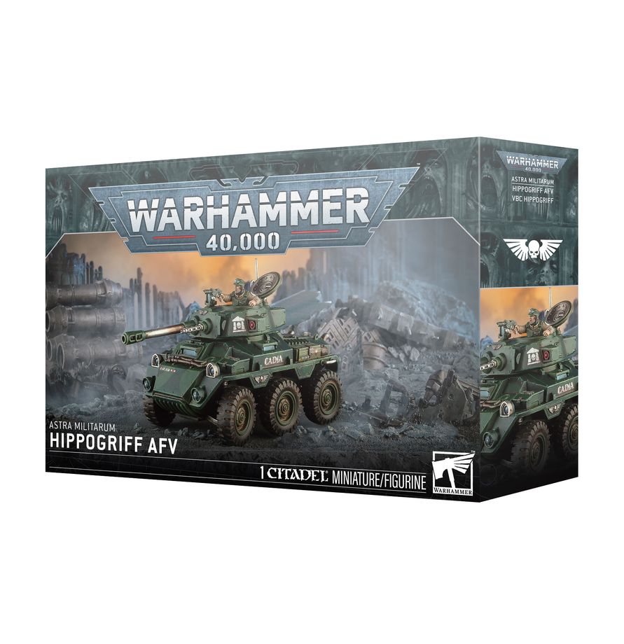 Warhammer 40,000 - Astra Militarum - Hippogriff AFV (PREORDER) - Plastic model kit of a green six-wheeled armored vehicle with turret and weaponry from Warhammer 40,000 Astra Militarum.