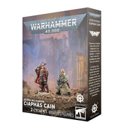 Warhammer 40,000 - Astra Militarum - Ciaphas Cain - Warhammer 40,000 Astra Militarum Ciaphas Cain box featuring two painted miniature figures with futuristic armor and weapons.