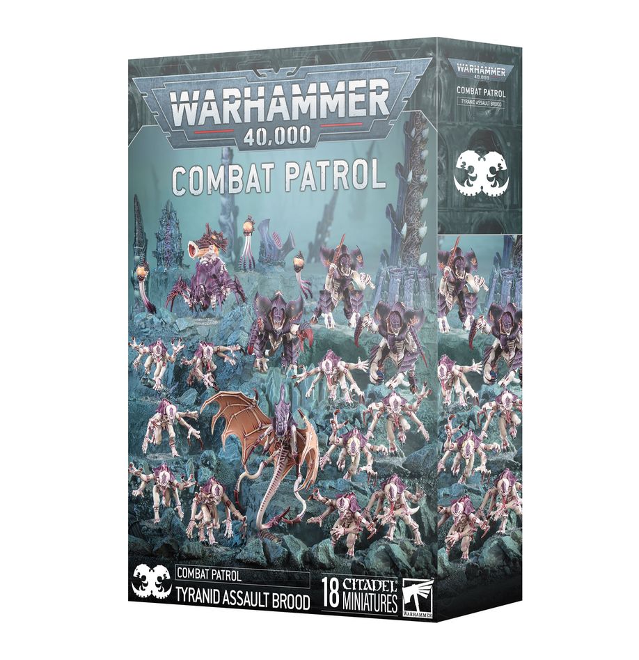 Warhammer 40,000 - Tyranids - Tyranid Assault Brood Combat Patrol - Warhammer 40,000 Tyranid Assault Brood Combat Patrol box with detailed miniature plastic insectoid alien creatures in.