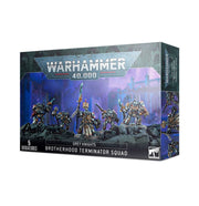 Warhammer 40,000 - Grey Knights - Brotherhood Terminator Squad - Warhammer 40,000 Grey Knights Brotherhood Terminator Squad box featuring five detailed metallic silver armored miniatures.