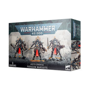 Warhammer 40,000 - Adepta Sororitas - Paragon Warsuits - Warhammer 40,000 Adepta Sororitas Paragon Warsuits box featuring three armored female warriors in bulky power suits with red