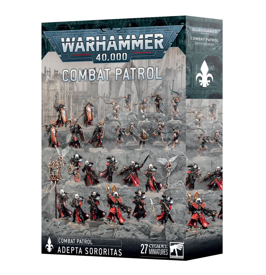 Warhammer 40,000 - Adepta Sororitas - Combat Patrol (10th Edition) - Warhammer 40,000 Adepta Sororitas Combat Patrol box featuring 27 unpainted resin and plastic miniatures in battle poses with