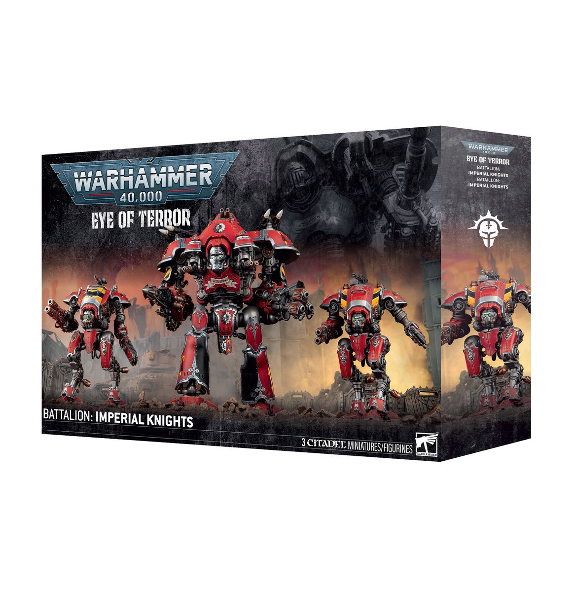 Warhammer 40,000 - Eye of Terror Battalion - Imperial Knights (PREORDER) - Warhammer 40,000 Eye of Terror Battalion box featuring red and metallic grey Imperial Knight models with detailed armor and.