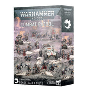Warhammer 40,000 - Genestealer Cults - Combat Patrol (10th Edition) - Warhammer 40,000 Genestealer Cults Combat Patrol box with painted miniatures and terrain in dark metallic and bone colors.