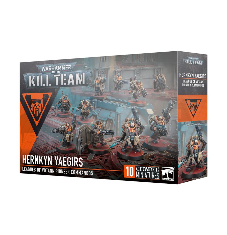 Warhamer 40,000 - Kill Team - Hernkyn Yaegris - Warhammer 40,000 Kill Team Hernkyn Yaegirs box featuring detailed sci-fi miniature figures with futuristic armor and weapons