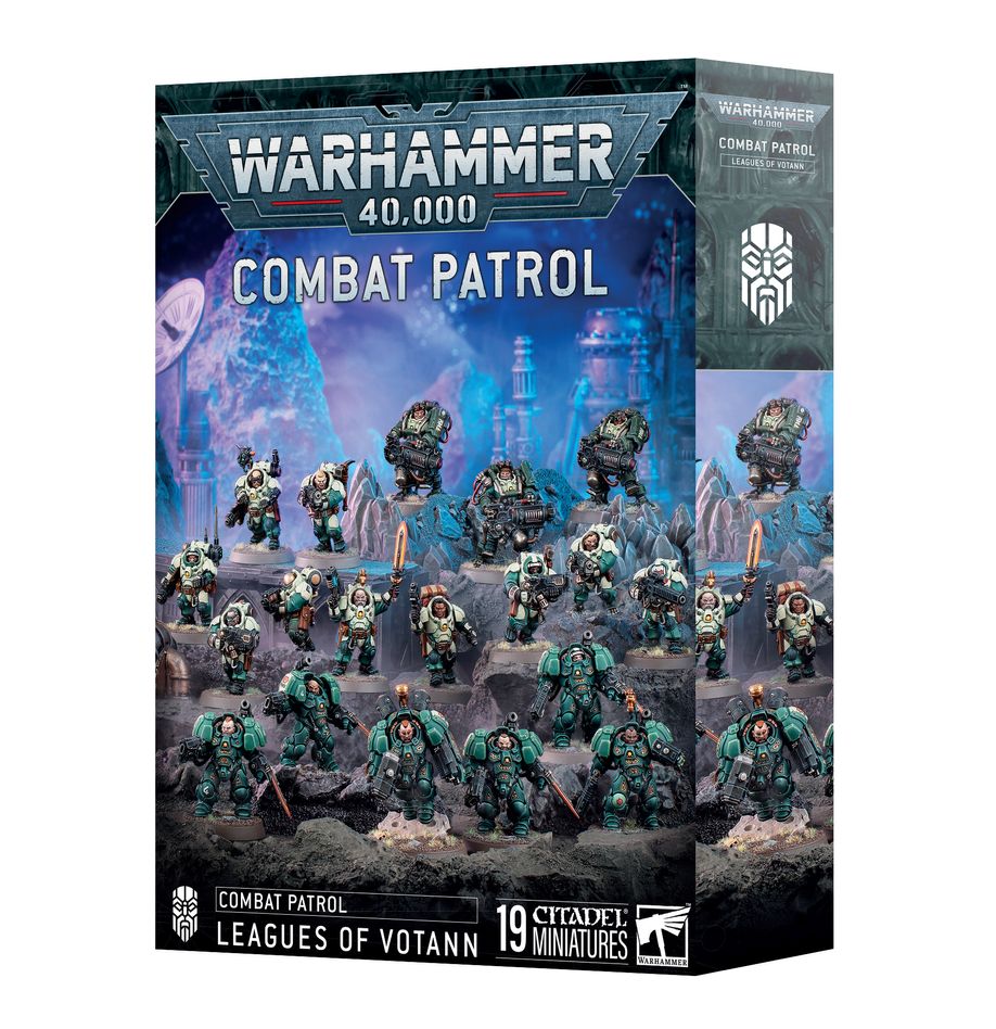 Warhammer 40,000 - Leagues of Votann - Combat Patrol - Warhammer 40,000 Leagues of Votann Combat Patrol box featuring detailed sci-fi armored miniatures in green and metallic.