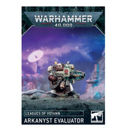 Warhammer 40,000 - Leagues of Votann - Arkanyst Evaluator - Painted Warhammer 40,000 Leagues of Votann Arkanyst Evaluator miniature with bulky armor and a large futuristic weapon.