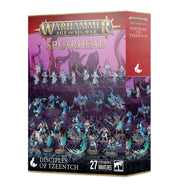 Warhammer Age of Sigmar - Disciples of Tzeentch - Spearhead Box - Box art for Warhammer Age of Sigmar Disciples of Tzeentch Spearhead set featuring 27 detailed blue and purple miniatures.