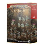 Warhammer Age of Sigmar - Maggotkin of Nurgle - Bubonic Cell Spearhead - Boxed set of Warhammer Age of Sigmar Maggotkin of Nurgle Bubonic Cell Spearhead miniatures featuring pale, diseased.