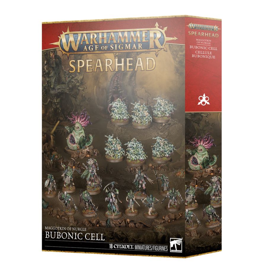 Warhammer Age of Sigmar - Maggotkin of Nurgle - Bubonic Cell Spearhead - Boxed set of Warhammer Age of Sigmar Maggotkin of Nurgle Bubonic Cell Spearhead miniatures featuring pale, diseased.