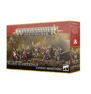 Warhammer Age of Sigmar - Maggotkin of Nurgle - Putrid Blightkings - Boxed set of Warhammer Age of Sigmar Putrid Blightkings miniatures with diseased, armored warriors in purple and green tones