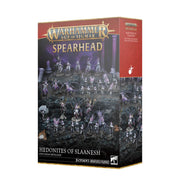 Warhammer Age of Sigmar - Hedonites of Slaanesh - Epicurean Revellers Spearhead - Warhammer Age of Sigmar Hedonites of Slaanesh Epicurean Revellers miniatures box with intricately detailed dark purple and.