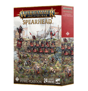 Warhammer Age of Sigmar: Spearhead: Cities of Sigmar – Fusil-Platoon - Warhammer Age of Sigmar Spearhead Fusil-Platoon box featuring detailed miniatures of warriors in red and black armor with.
