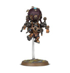 Warhammer Age of Sigmar - Kharadron Overlords - Grundstok Trailblazers Spearhead - Metallic bronze steampunk dwarf warrior miniature with a spherical purple helmet, mechanical arms, and floating base with.