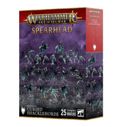 Warhammer Age of Sigmar - Nighthaunt - Cursed Shacklehorde Spearhead - Boxed Warhammer Age of Sigmar Nighthaunt Cursed Shacklehorde Spearhead miniature set with ghostly blue-green spectral.
