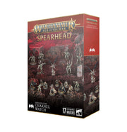 Warhammer Age of Sigmar - Flesh-eater Courts - Charnel Watch Spearhead - Warhammer Age of Sigmar Flesh-eater Courts Charnel Watch Spearhead box with detailed fantasy miniatures in bone and red.