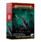 Warhammer Age of Sigmar - Ossiarch Bonereapers - Liege-Mortek (PREORDER) - Warhammer Age of Sigmar Liege-Mortek miniature box with skeletal warrior figure wielding curved weapon and armor details.