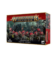 Warhammer Age of Sigmar - Gloomspite Gitz - Squig Herd - Boxed Warhammer Age of Sigmar Gloomspite Gitz Squig Herd miniature set with colorful goblin and squig models on front.