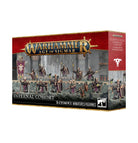 Warhammer Age of Sigmar - Helsmiths of Hashut - Infernal Cohort (PREORDER) - Warhammer Age of Sigmar Helsmiths of Hashut Infernal Cohort boxed set with painted fantasy metal warrior miniatures in dark.