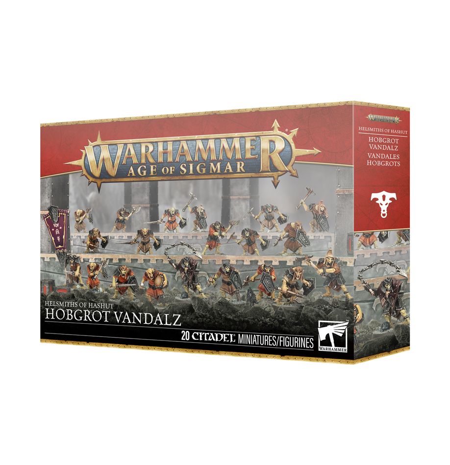 Warhammer Age of Sigmar - Helsmiths of Hashut - Hobgrot Vandalz (PREORDER) - Boxed set of 20 Hobgrot Vandalz miniatures for Warhammer Age of Sigmar with painted fantasy goblin warriors wielding weapons